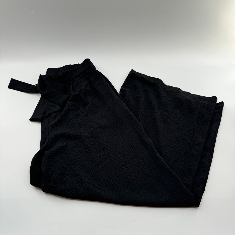 Brandless Black Paperbag Tie Waist Straight Leg Pants – Size Large